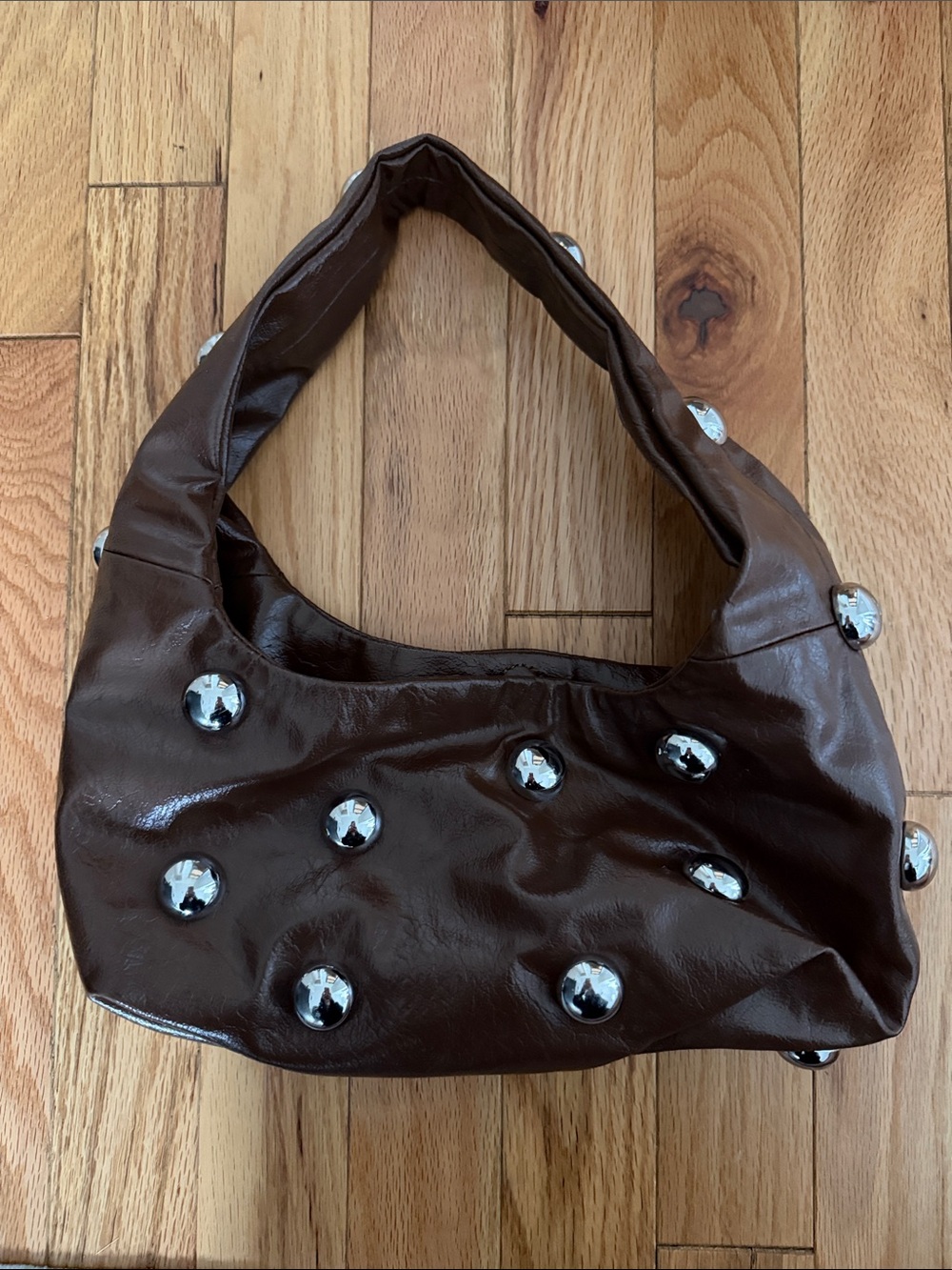 Brown Stud-Accent Shoulder Bag - Zara